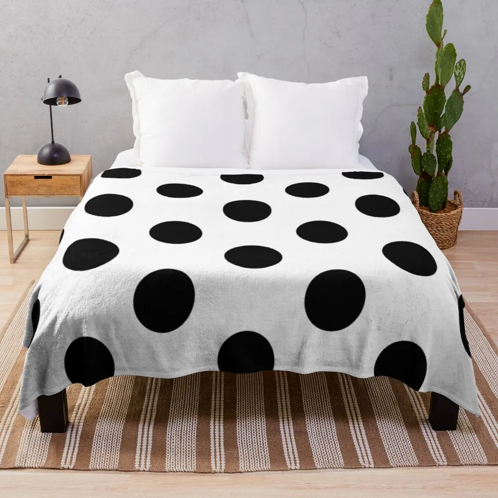 

Large BLACK & WHITE POLKA DOTS Throw Blanket Sofas Nap Blanket Luxury Thicken Blanket Plush Blankets