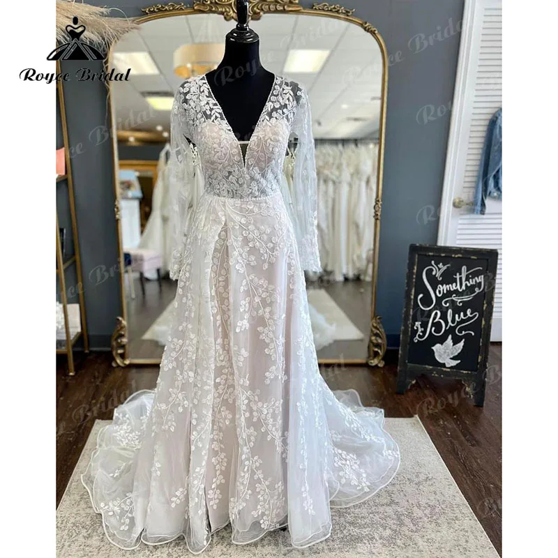 A Line Long Sleeve V Neck Blush Pink Wedding Dress Open Back 2023 Lace Appliques Civil Women Boho Bridal robe soirée mariage
A Line Long Sleeve V Neck Blush Pink Wedding Dress Open Back 2023 Lace Appliques Civil Women Boho Bridal robe soirée mariage