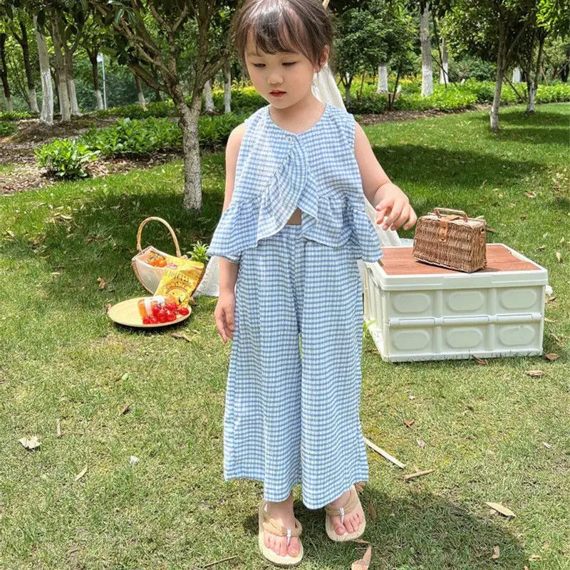 Children Clothes 2 Piece Sets 2023 Summer New Girls Plaid Sleeve Less Loose Solid Color Cute Causal Princess Sweet O-Neck Button
Children Clothes 2 Piece Sets 2023 Summer New Girls Plaid Sleeve Less Loose Solid Color Cute Causal Princess Sweet O-Neck Button