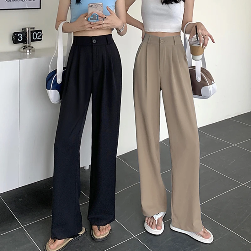 2023 New Straight Wide Leg Women's Pants Korean Style High Waist Pants for Women Solid Color Loose Suit Trousers Female
2023 New Straight Wide Leg Women's Pants Korean Style High Waist Pants for Women Solid Color Loose Suit Trousers Female