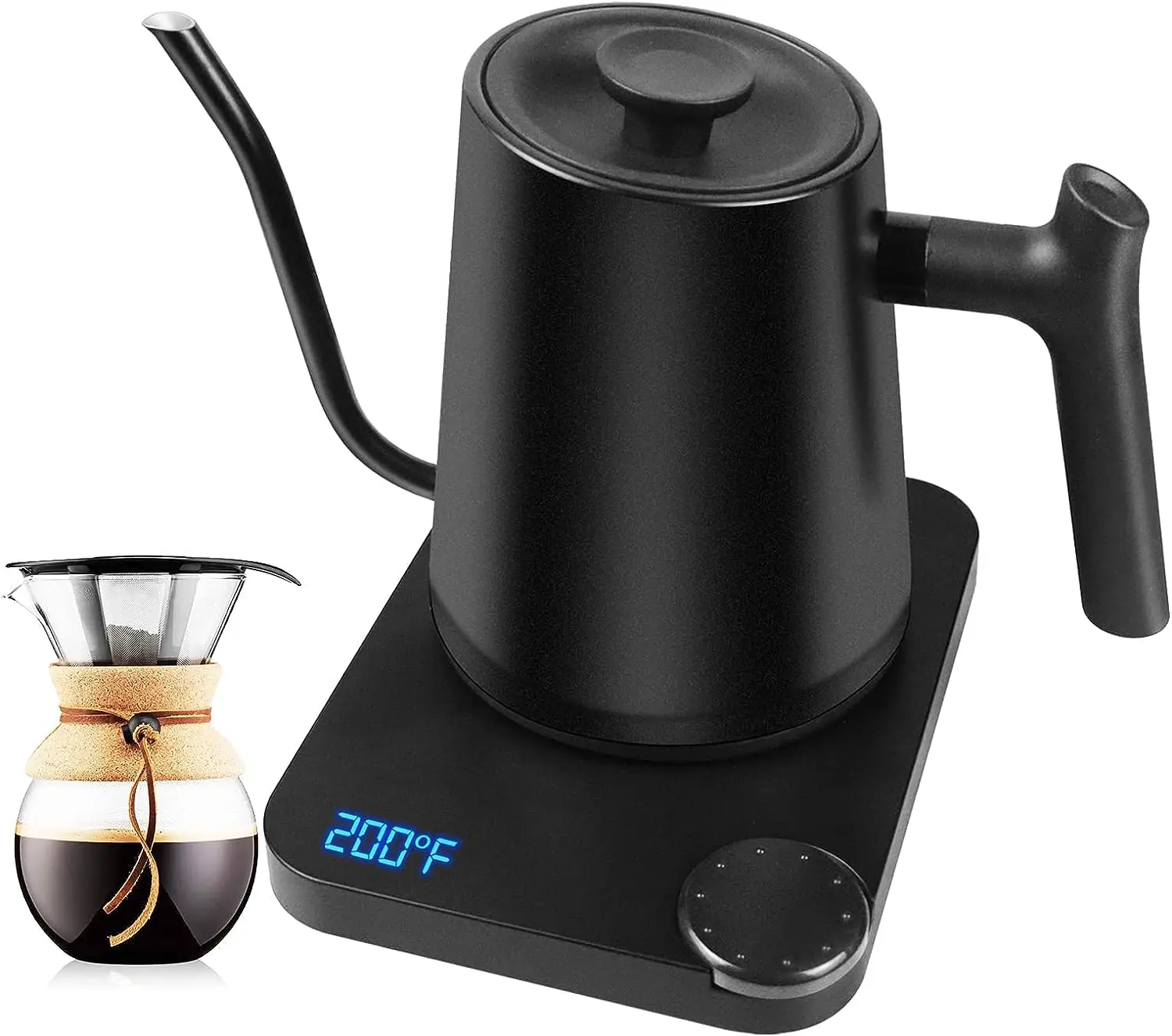 With LCD Display, 1200W Gooseneck Heater for Coffee & Tea, 30oz Pour Over Kettle with Ultra Fast, Auto Shutoff Boil-Dry P
With LCD Display, 1200W Gooseneck Heater for Coffee & Tea, 30oz Pour Over Kettle with Ultra Fast, Auto Shutoff Boil-Dry P