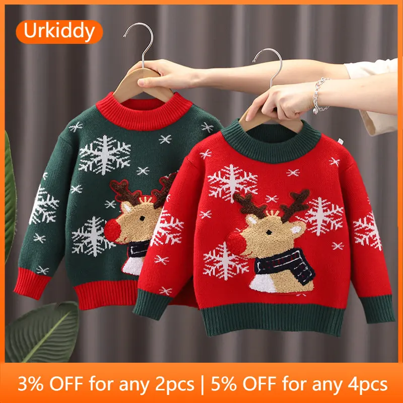 Children Christmas Elk Sweaters Autumn Knitting Clothes for Boys and Girls Winter Knitted Top Kids Festival Clothing
Children Christmas Elk Sweaters Autumn Knitting Clothes for Boys and Girls Winter Knitted Top Kids Festival Clothing