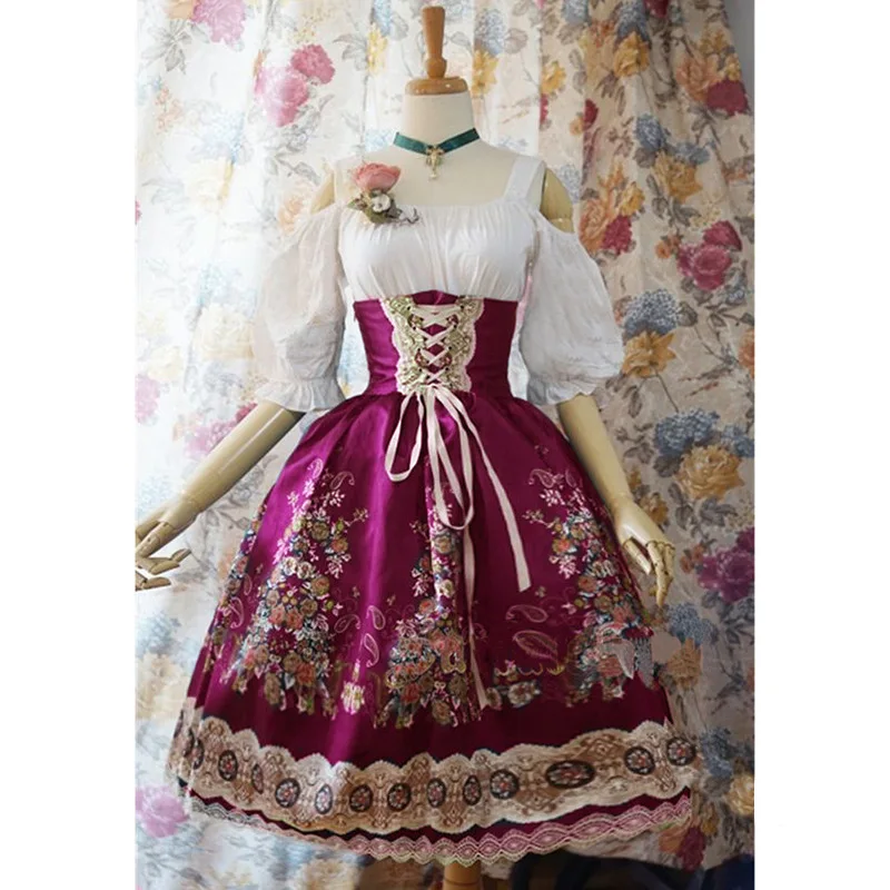 4 Colors Spanish Retro Palace Style Summer Elegant Sling Lace Printed High Waist Cosplay Suits Gothic Evening Party Lolita Dress
4 Colors Spanish Retro Palace Style Summer Elegant Sling Lace Printed High Waist Cosplay Suits Gothic Evening Party Lolita Dress