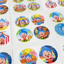Cartoon Disney Plim Plim Clown Theme Round Stickers Labels Kids Birthday Party Decorations Cookie Candy Gifts Wraps Supplies