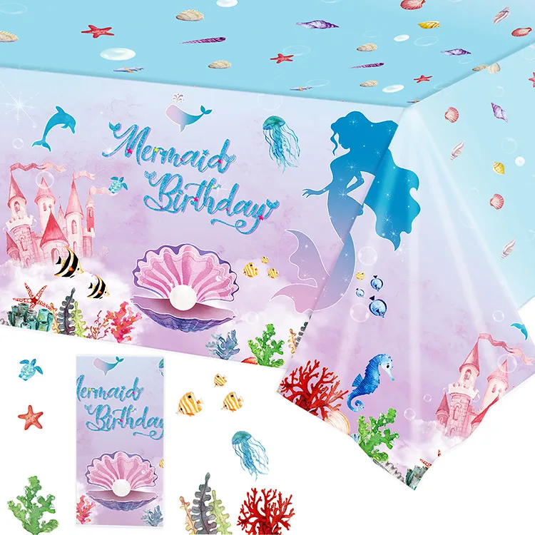 Mermaid Theme Party Tablecover 51" x 86" Disposable Mermaid Printed Plastic Tablecloth Baby Shower Birthday Party Decor Supplies
Mermaid Theme Party Tablecover 51" x 86" Disposable Mermaid Printed Plastic Tablecloth Baby Shower Birthday Party Decor Supplies