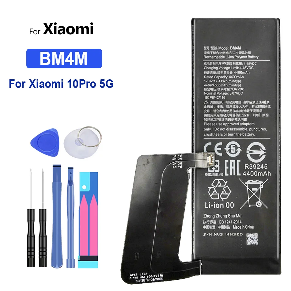4400mAh Replacement Battery BM4M For Xiaomi Mi 10 Pro 5G 10Pro Phone Bateria Batteries + Gift Tools
4400mAh Replacement Battery BM4M For Xiaomi Mi 10 Pro 5G 10Pro Phone Bateria Batteries + Gift Tools