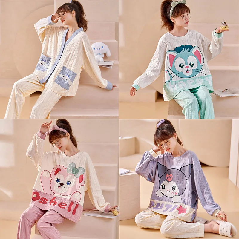Kawaii Sanrioed Anime Cinnamoroll Linabell Kuromi Thin Long Sleeve Pajama Set Women Cute Sweet Girl Home Clothes Spring Autumn
Kawaii Sanrioed Anime Cinnamoroll Linabell Kuromi Thin Long Sleeve Pajama Set Women Cute Sweet Girl Home Clothes Spring Autumn