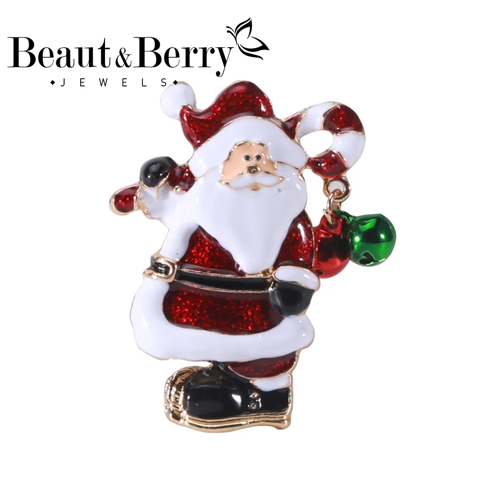 

Beaut&Berry Jinglebell Santa Claus Brooches Cute Enamel Father Christmas Brooch Pins Women Unisex New Year Jewelry Gifts