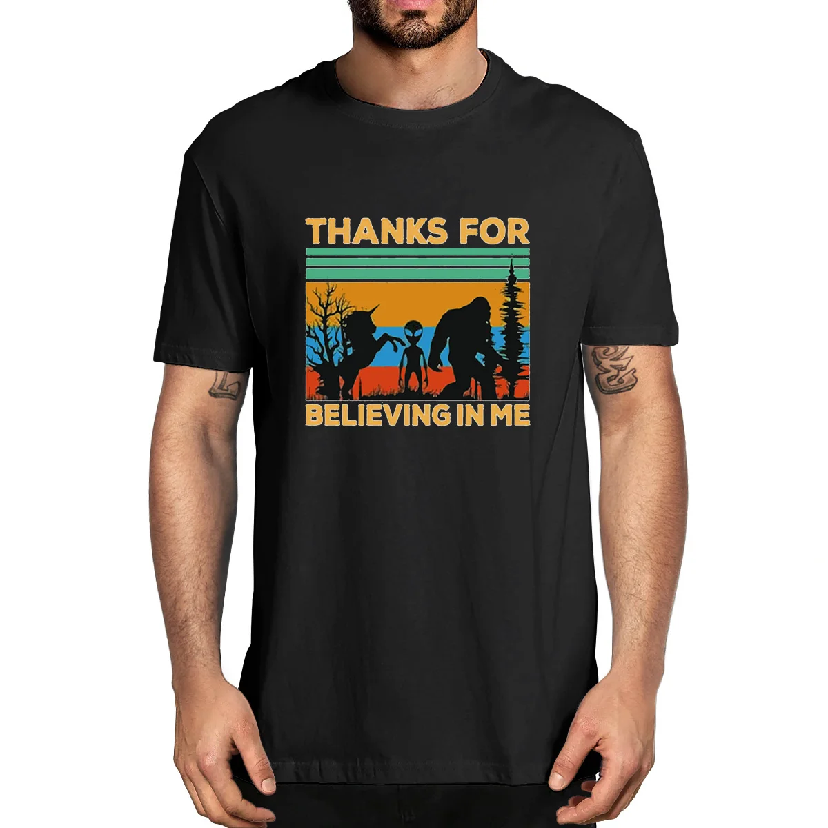 Unisex Cotton Funny Unicorn and Alien Bigfoot Thanks For Believing In Me Vintage Summer Men's Short Sleeve Novelty T-Shirt Women
Unisex Cotton Funny Unicorn and Alien Bigfoot Thanks For Believing In Me Vintage Summer Men's Short Sleeve Novelty T-Shirt Women