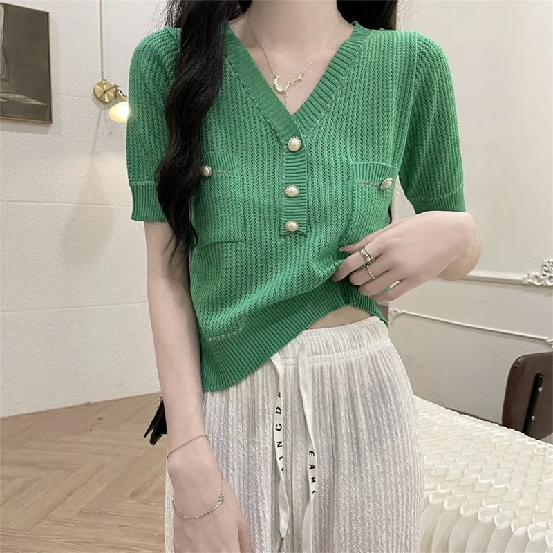 Sexy Tops Ladies Casual Summer Korean Style Clothes Female V Neck Fashion T Shirts High Street Button Women Short Sleeve Tees
Sexy Tops Ladies Casual Summer Korean Style Clothes Female V Neck Fashion T Shirts High Street Button Women Short Sleeve Tees