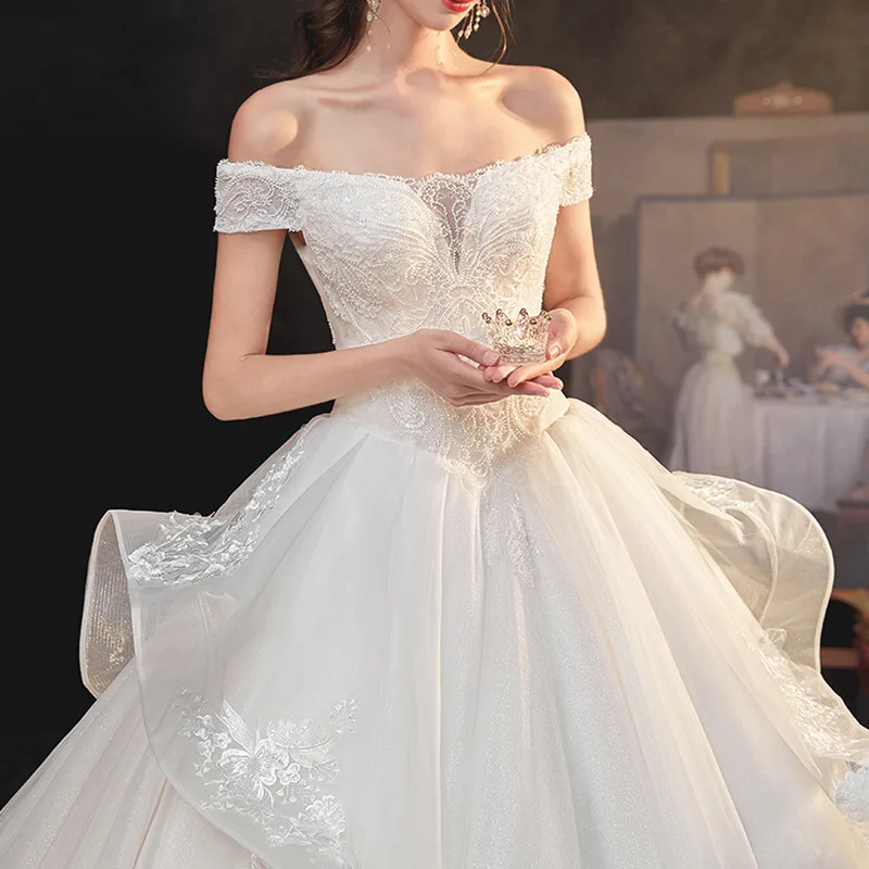 One Shoulder Main Wedding Dress 2022 New Style Elegant Tailing Light Spring and Summer Starry Sky Dream Bridal Dress Bride Dress
One Shoulder Main Wedding Dress 2022 New Style Elegant Tailing Light Spring and Summer Starry Sky Dream Bridal Dress Bride Dress