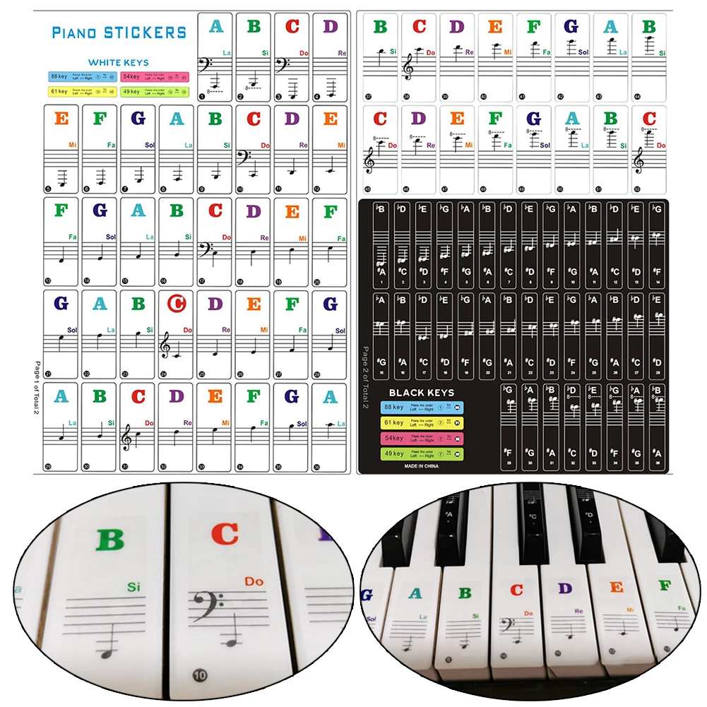 Colorful Piano Stickers For 49/54/61/88 Key Keyboards Transparent Removable Electronic Keyboard Key Piano Stave Note Sticker
Colorful Piano Stickers For 49/54/61/88 Key Keyboards Transparent Removable Electronic Keyboard Key Piano Stave Note Sticker