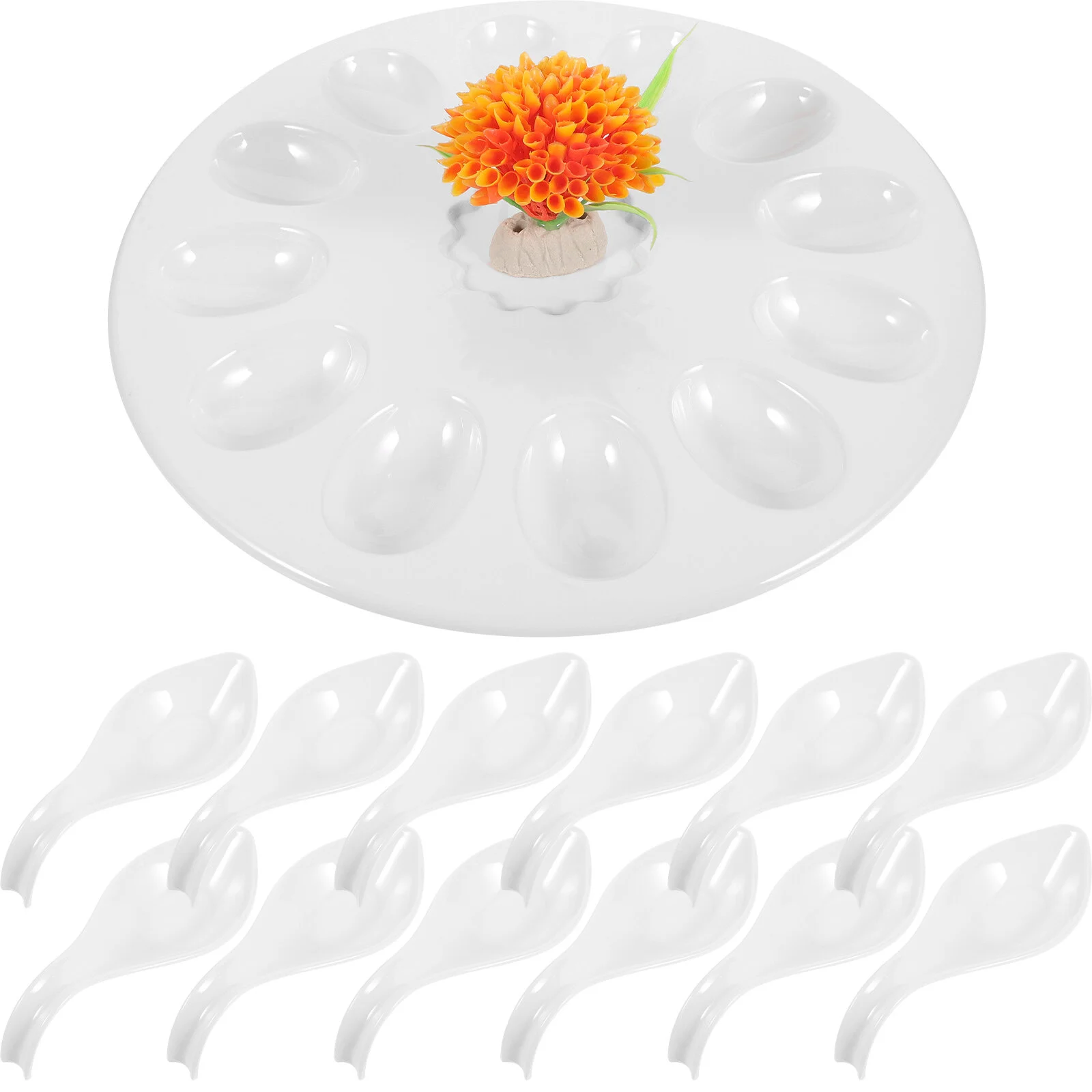

Kitchen Dish Deviled Egg Plates Flatware Tray Snails Seafood Serving Plastic Platter Spoons Trays Eggs