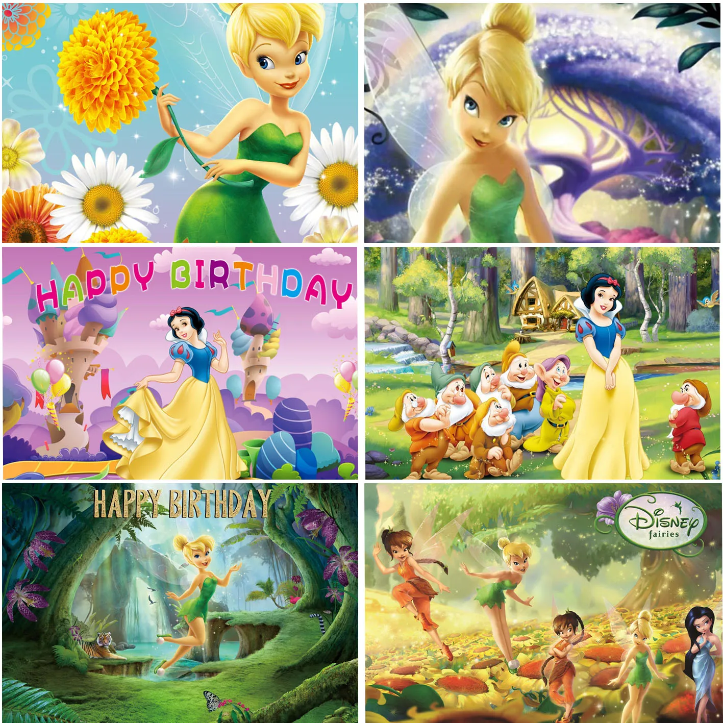 Disney Princess Tinkerbell Snow White Jasmine Backdrops Girls Happy Birthday Party Photograph Backgrounds Banner Decoration
Disney Princess Tinkerbell Snow White Jasmine Backdrops Girls Happy Birthday Party Photograph Backgrounds Banner Decoration