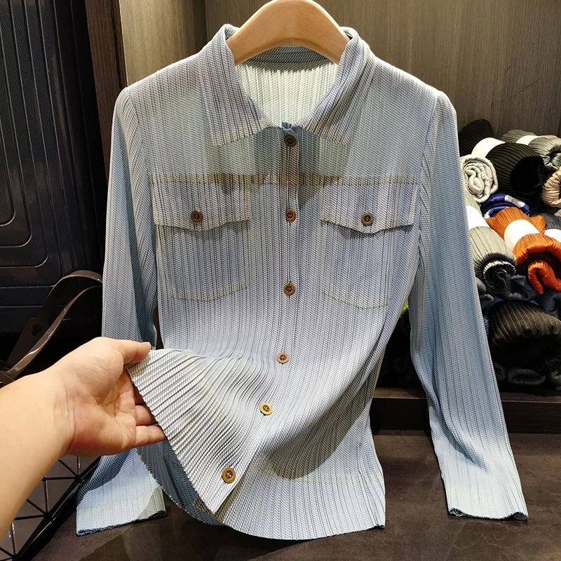 Женский джинсовый топ миаке, офисный топ с плиссировкой, элегантная дизайнерская рубашка и блузка в стиле ретро
Женский джинсовый топ миаке, офисный топ с плиссировкой, элегантная дизайнерская рубашка и блузка в стиле ретро