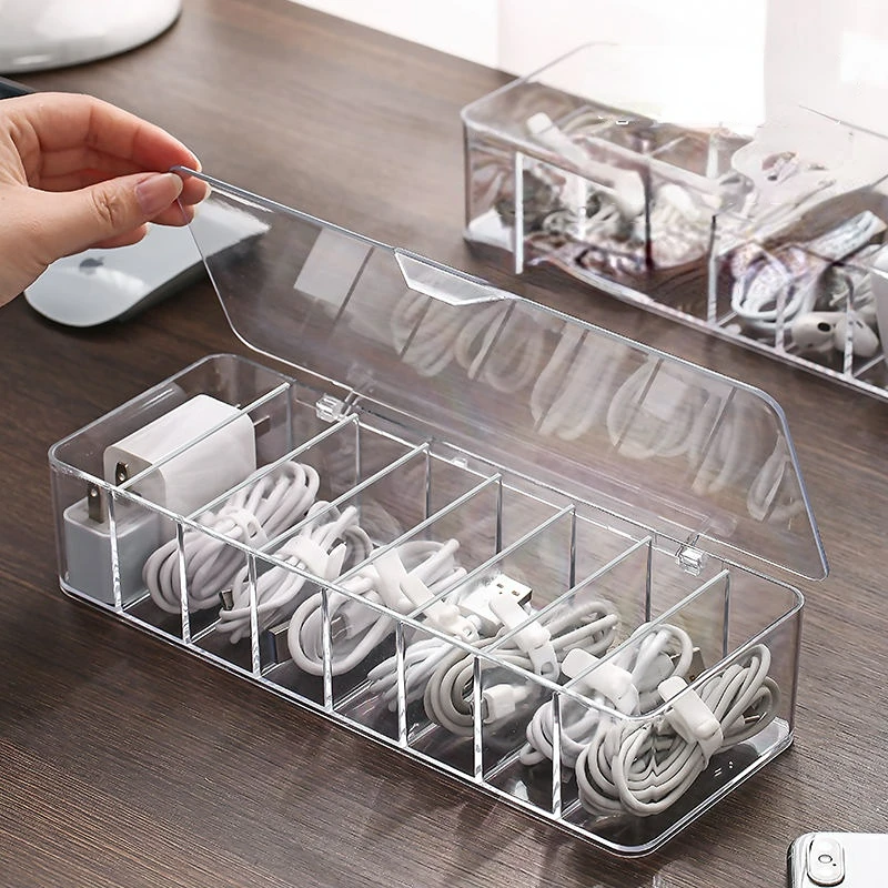 Data line storage artifact mobile phone charging line charger sorting desktop transparent storage box winder storage containers 
Data line storage artifact mobile phone charging line charger sorting desktop transparent storage box winder storage containers