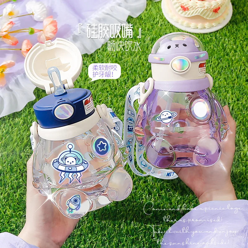 Cute Bear Water Bottle with Stickers Straw 700ml Drinking Big Belly Cup Portable Sports Bottles Children Girls Kettle with Strap
Cute Bear Water Bottle with Stickers Straw 700ml Drinking Big Belly Cup Portable Sports Bottles Children Girls Kettle with Strap
