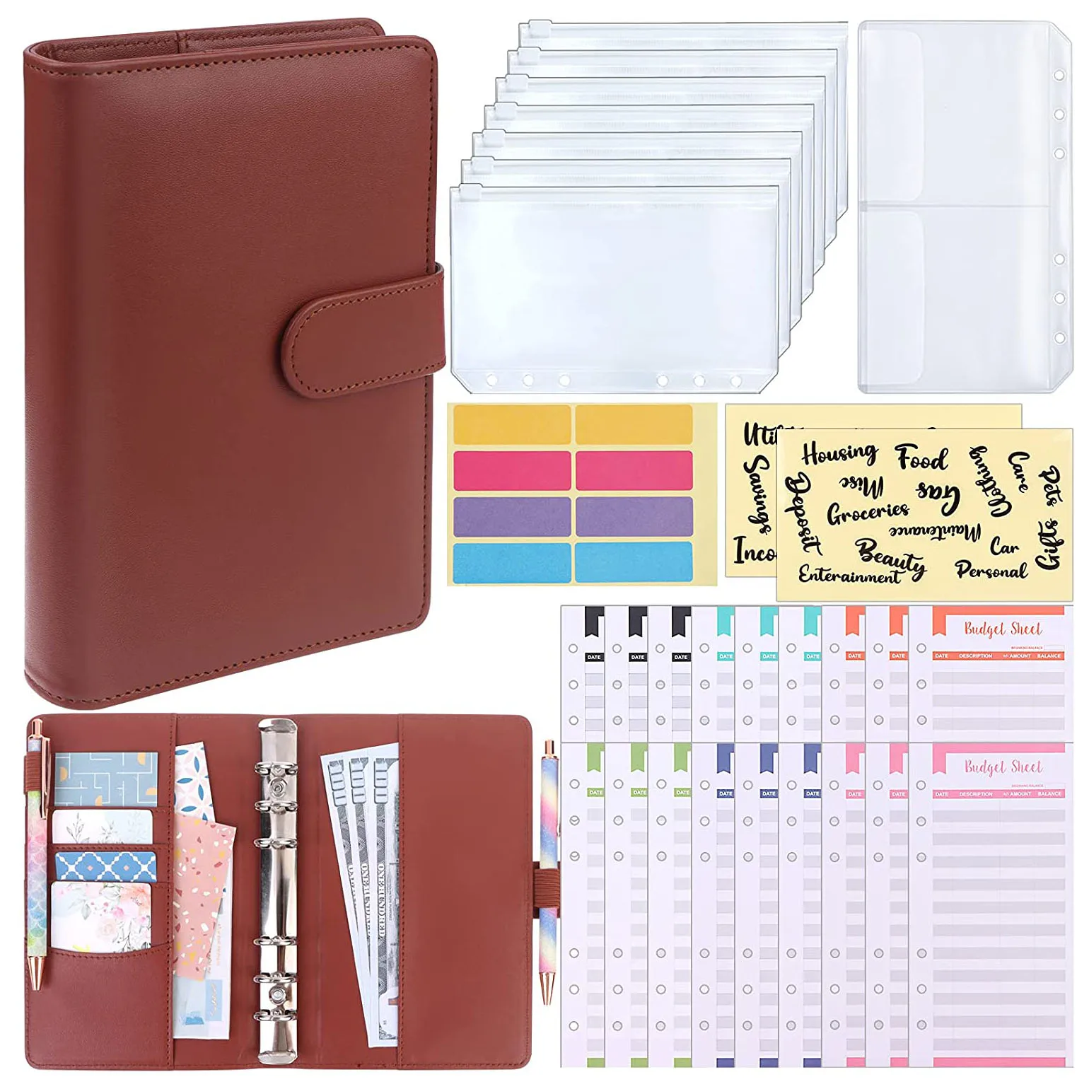 A6 Binder Cash Envelopes System Budget Planner Organizer ,12 Expense Budget Sheets, 8 Zipper Binder Pockets, for Saving Money
A6 Binder Cash Envelopes System Budget Planner Organizer ,12 Expense Budget Sheets, 8 Zipper Binder Pockets, for Saving Money