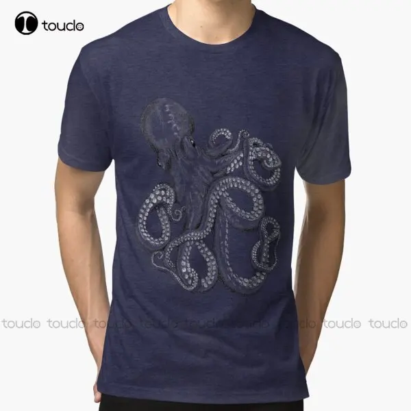 

Realistic Octopus - Two Tone Tri-Blend T-Shirt Men T Shirt Custom Aldult Teen Unisex Digital Printing Tee Shirt Xs-5Xl