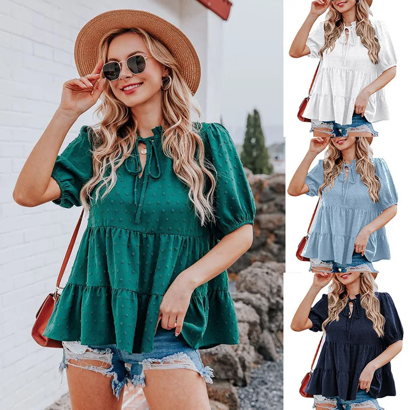 New European and American Style Swimsuit With V-Neck Lace Puff Sleeve Blouse Cake Layer Pullover Top Women's Beach Clothing
New European and American Style Swimsuit With V-Neck Lace Puff Sleeve Blouse Cake Layer Pullover Top Women's Beach Clothing