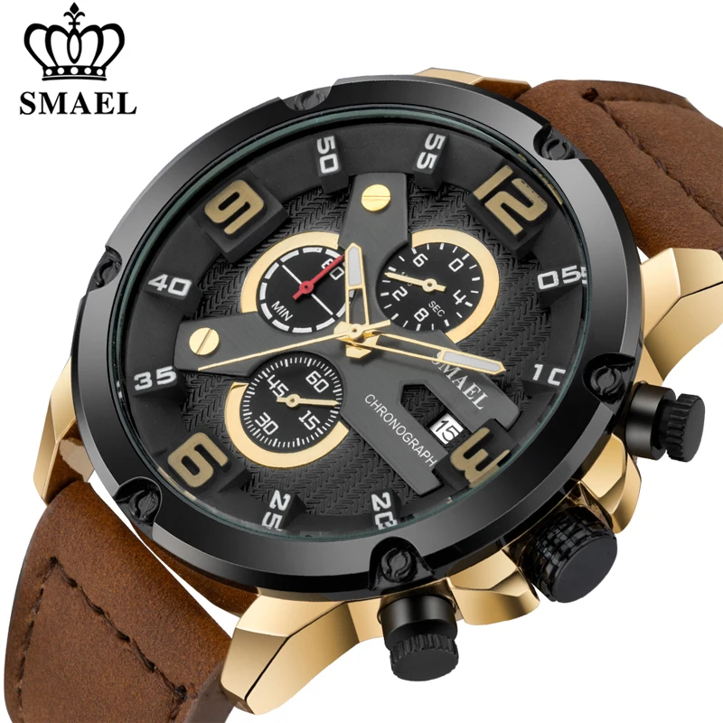 Мужские водонепроницаемые кварцевые часы с календарем и кожаным ремешком
Мужские водонепроницаемые кварцевые часы с календарем и кожаным ремешком