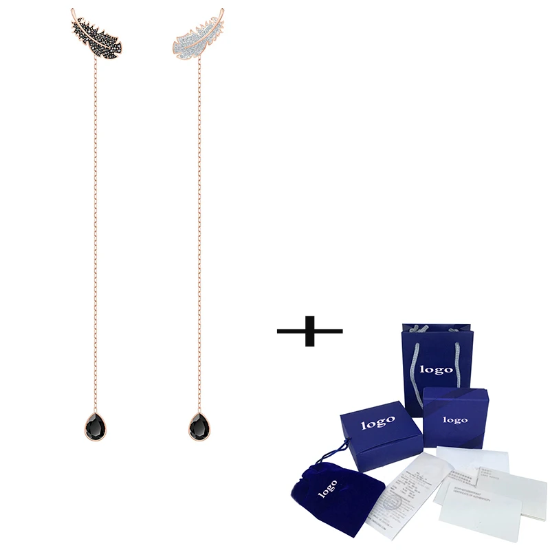 Изысканные Новые серьги Grace с изображением озорных перьев, изысканные хрустальные украшения, романтический и уникальный подарок для женщин