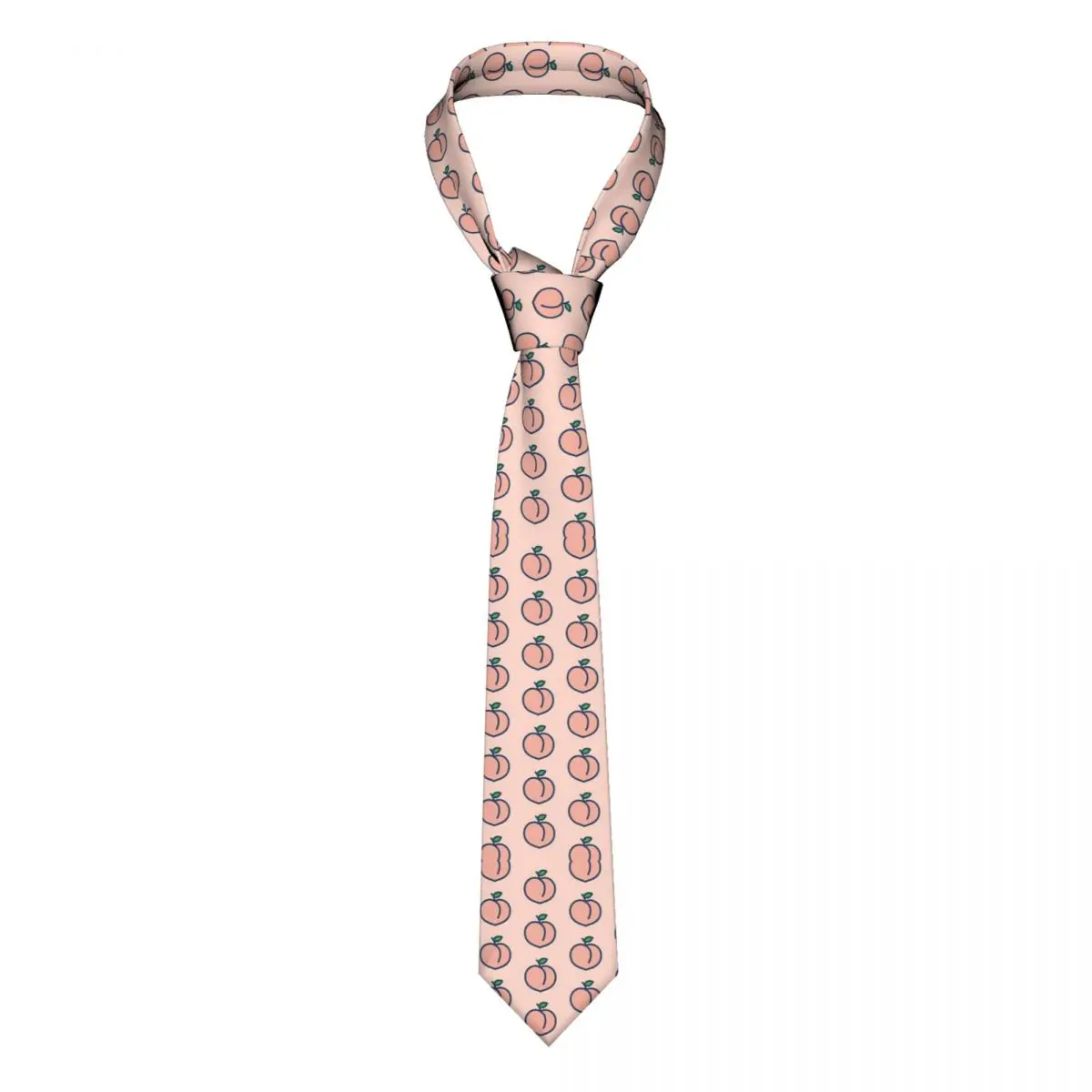 

Cute Pink Peach Fruits Necktie Men Slim Polyester 8 cm Narrow Neck Tie for Mens Suits Accessories Gravatas Wedding Gift