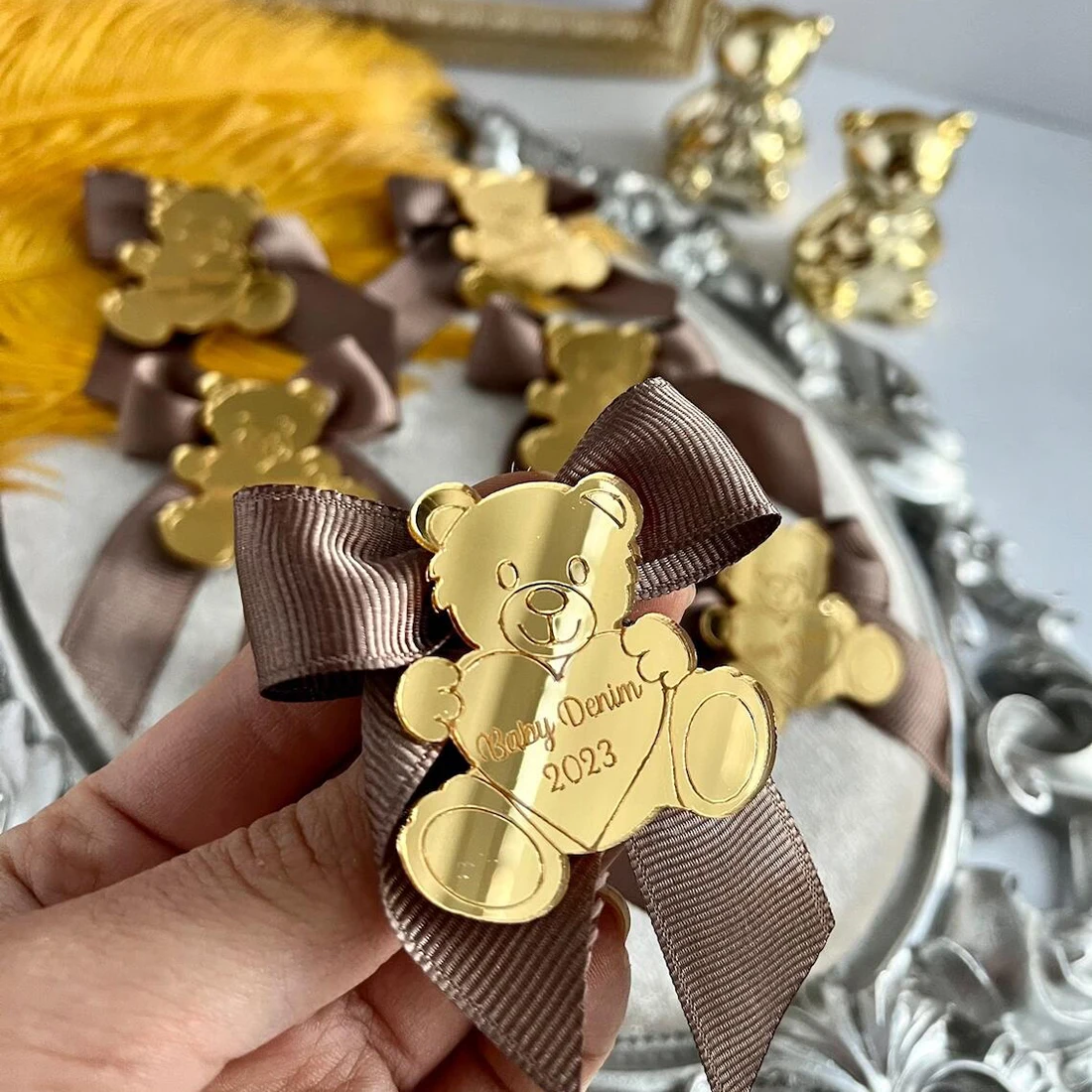 30 Pcs Personalized Engraved Gold Teddy Bear Tags Baby Baptism Party Decor First Communion Favors, Mi Bautizo Custom Gift Tags
30 Pcs Personalized Engraved Gold Teddy Bear Tags Baby Baptism Party Decor First Communion Favors, Mi Bautizo Custom Gift Tags
