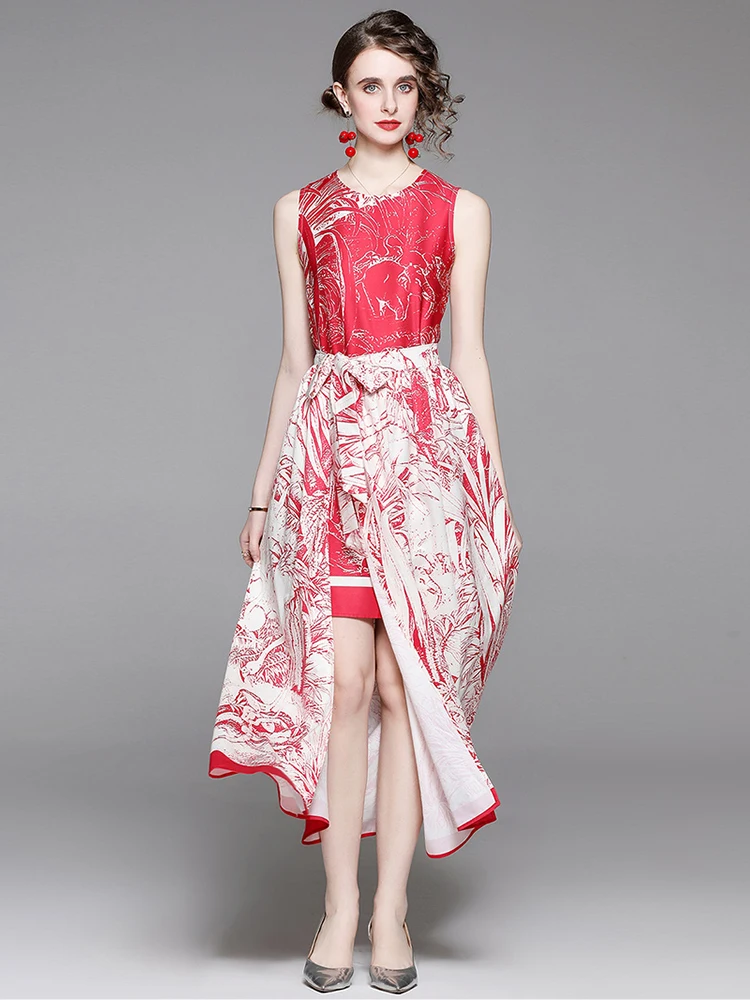 2022Summer Runway 2 Piece Set Overalls Dress Women Elegant Bohemian Lace up One Piece Skirt + Vintage Print Vest Dress N3999
2022Summer Runway 2 Piece Set Overalls Dress Women Elegant Bohemian Lace up One Piece Skirt + Vintage Print Vest Dress N3999