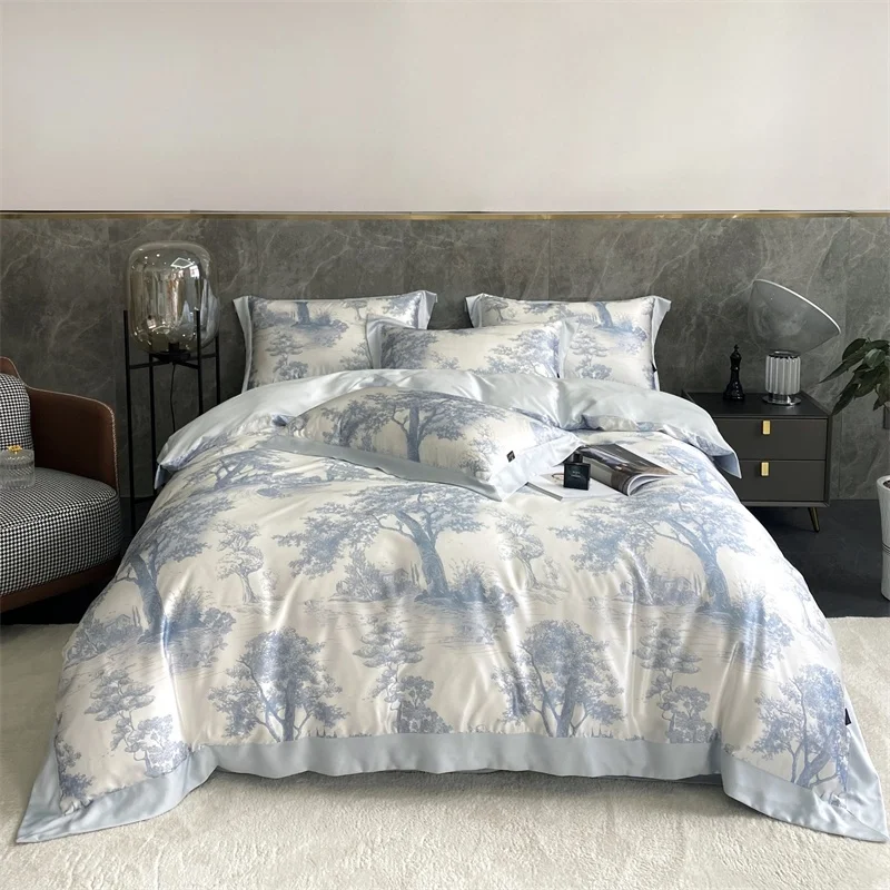 Blue/Whiet Tropical Plant Printed Summer Cool Ice Silk Bedding Soft Smooth Duvet Quilt Cover Set Bed Sheet Pillowcases
Blue/Whiet Tropical Plant Printed Summer Cool Ice Silk Bedding Soft Smooth Duvet Quilt Cover Set Bed Sheet Pillowcases