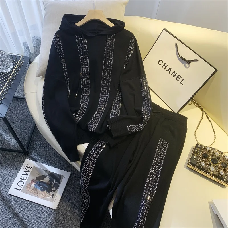 Women's Tracksuit Solid Hooded Sport Suits Autumn sweater Hoodie Casual Long Sleeve Sweatshirts and Trousers Diamond 2 Piece Set
Women's Tracksuit Solid Hooded Sport Suits Autumn sweater Hoodie Casual Long Sleeve Sweatshirts and Trousers Diamond 2 Piece Set