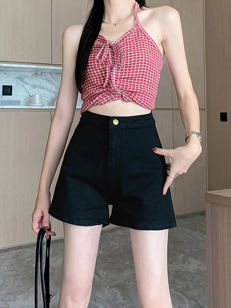 New Summer Women High Waist Loose Fit Black Denim Shorts Streetwear Female Button Solid Color Jeans Shorts Bottoms
New Summer Women High Waist Loose Fit Black Denim Shorts Streetwear Female Button Solid Color Jeans Shorts Bottoms
