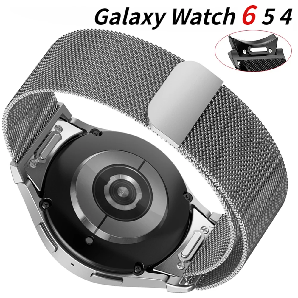 

Ремешок «Миланская петля» для Galaxy Watch 6/5/4 40 мм 44 мм/Watch 5 Pro, браслет «без зазора» для Samsung Watch 4/6 Classic 42 мм 43 мм 46 мм 47 мм