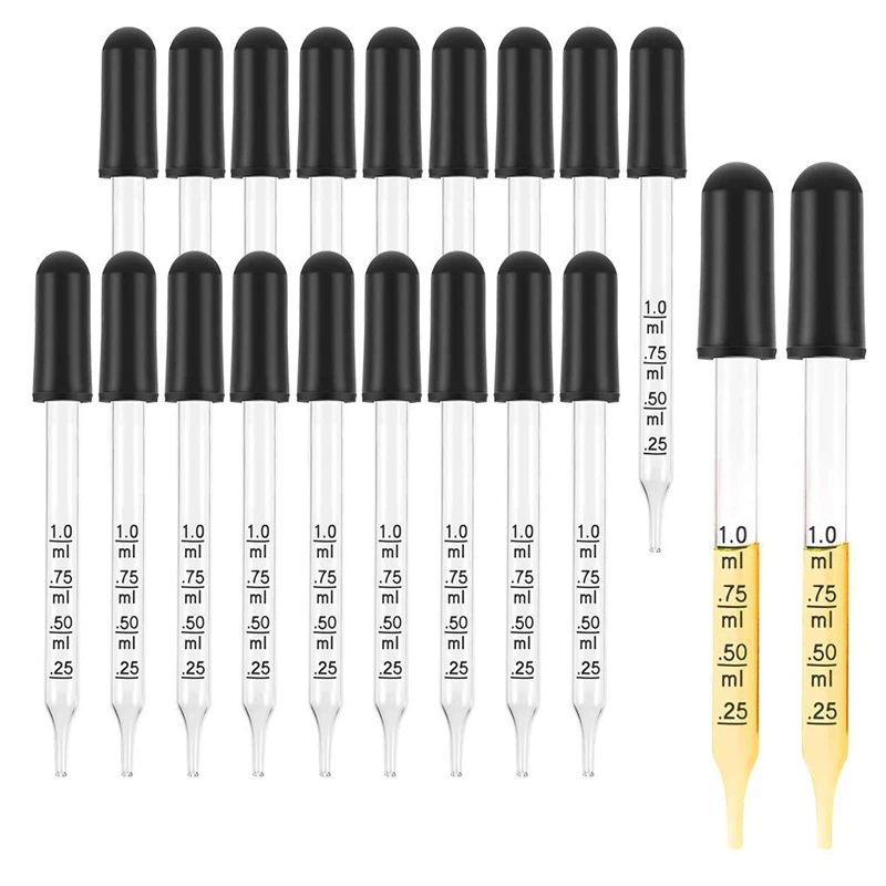 20Pcs 1Ml Glass Liquid Droppers, Eye Dropper Pipettes With Black Suction Bulb, For Makeup Art Liquid,Straight Tip Style
20Pcs 1Ml Glass Liquid Droppers, Eye Dropper Pipettes With Black Suction Bulb, For Makeup Art Liquid,Straight Tip Style