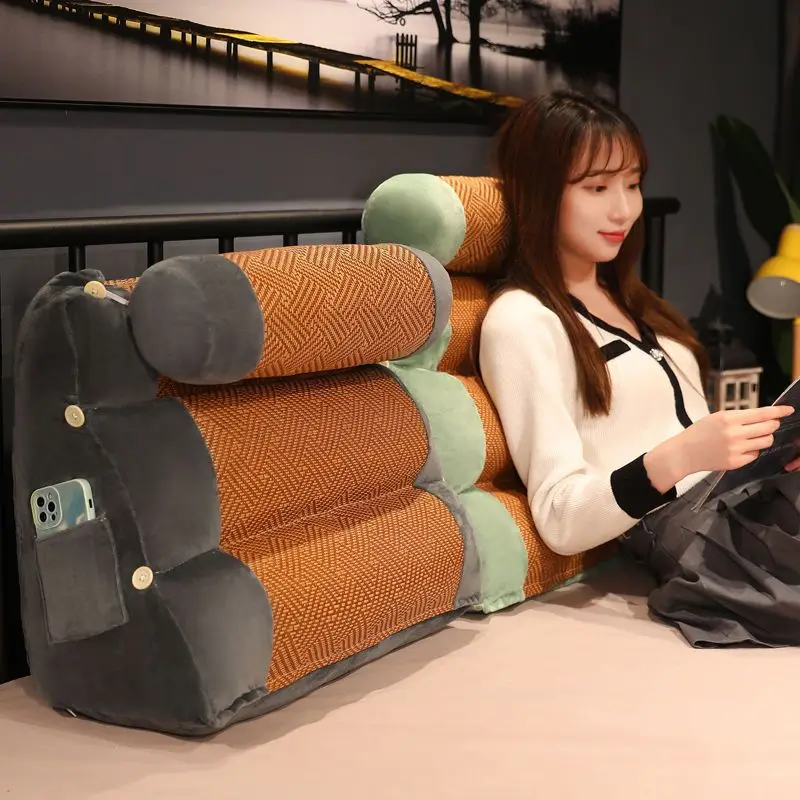 

Summer Sofa Waist Support Cushion Bed Mat Pillow Big Back Cushion Headboard Triangle Pillow Can Be Disassembled and Washed