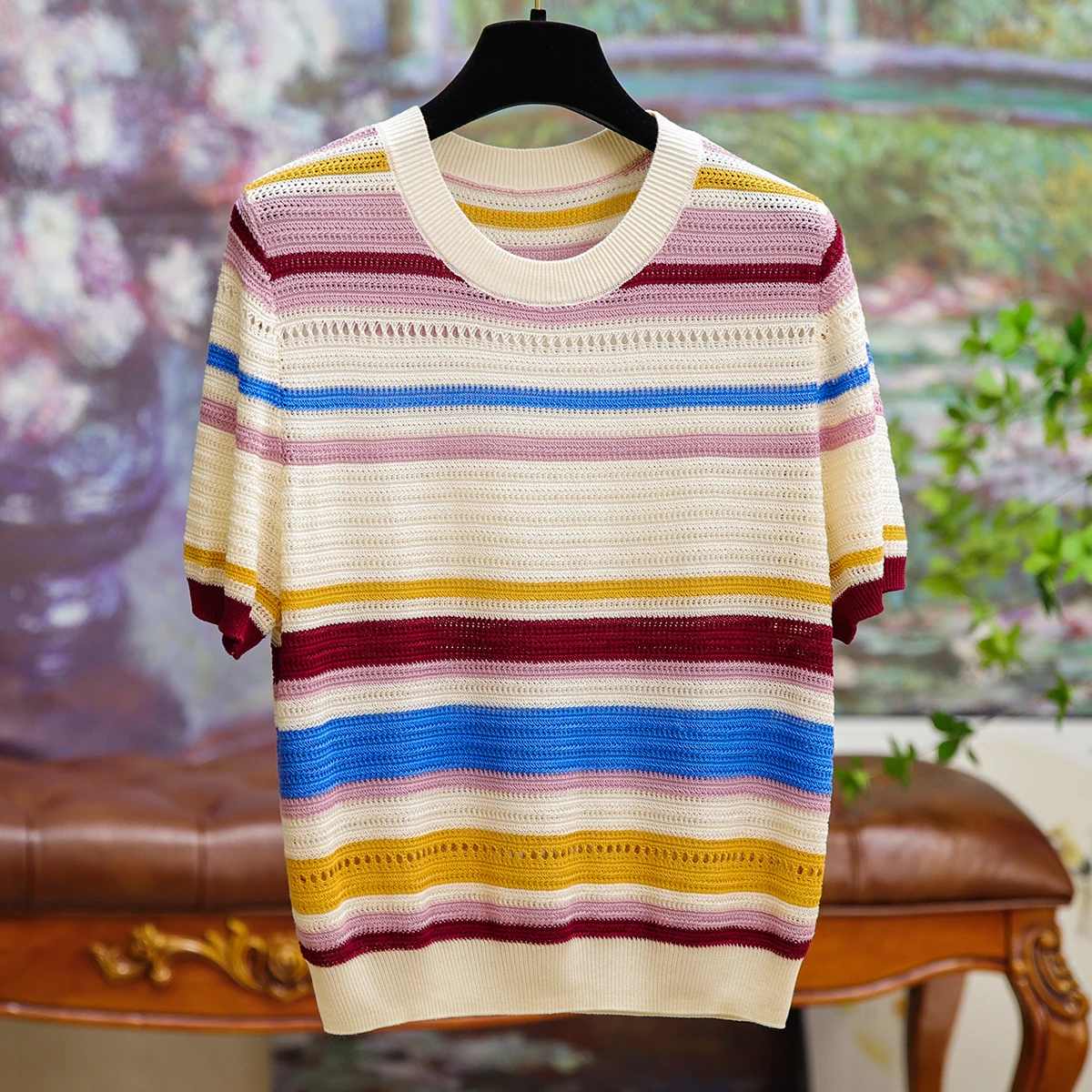 Summer Elegant Women's T-shirt Hollow Out Heavy Work Short Summer Knitted Shirt for Women Office Ladies Tops Blouse Clothing
Summer Elegant Women's T-shirt Hollow Out Heavy Work Short Summer Knitted Shirt for Women Office Ladies Tops Blouse Clothing
