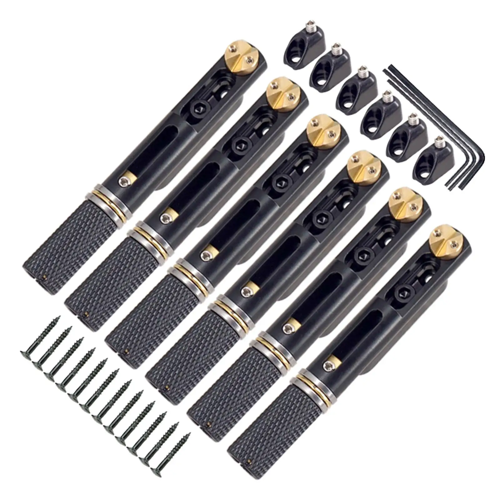 Metal 6 Strings Saddle Guitar Bridge with Nut and Wrench for Electric Guitar Accs Parts
Metal 6 Strings Saddle Guitar Bridge with Nut and Wrench for Electric Guitar Accs Parts