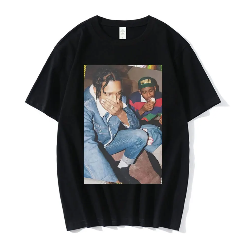 Hip Hop Rapper Tyler The Creator Asap Rocky Travis Scott Graphic Print T Shirts Man Woman 100% Cotton Casual T Shirt Streetwear
Hip Hop Rapper Tyler The Creator Asap Rocky Travis Scott Graphic Print T Shirts Man Woman 100% Cotton Casual T Shirt Streetwear