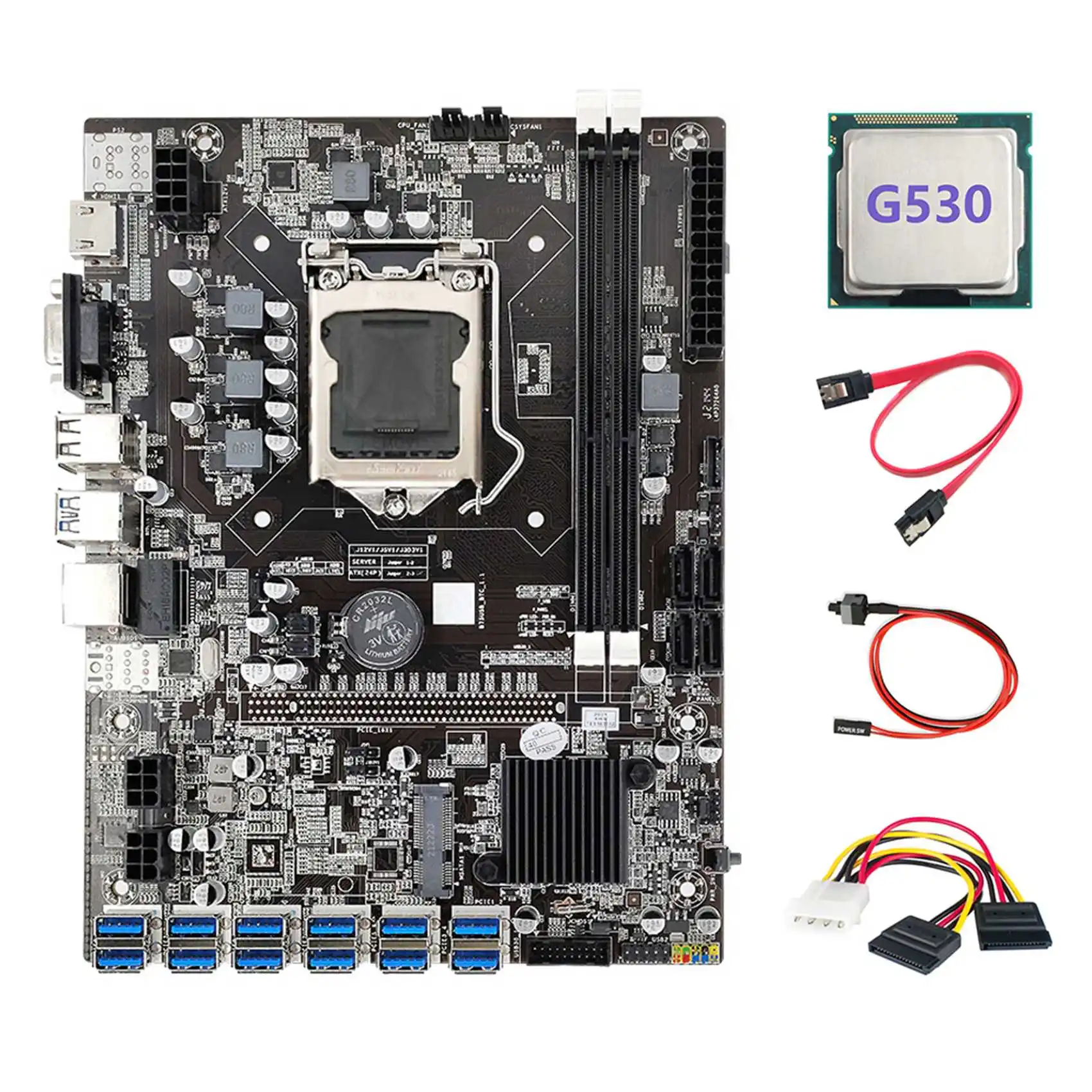 Материнская плата B75 ETH Miner 12 PCIE на USB3.0 + G530 CPU + 4-контактный кабель SATA + кабель коммутатора LGA1155 материнская плата
Материнская плата B75 ETH Miner 12 PCIE на USB3.0 + G530 CPU + 4-контактный кабель SATA + кабель коммутатора LGA1155 материнская плата