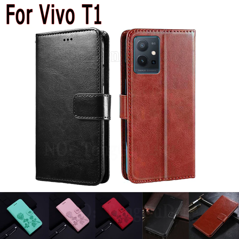 

Flip Cover For Vivo T1 Case Magnetic Card Wallet Leather Phone Protective Etui Book For Vivo V2141 T 1 Cases Hoesje Bag