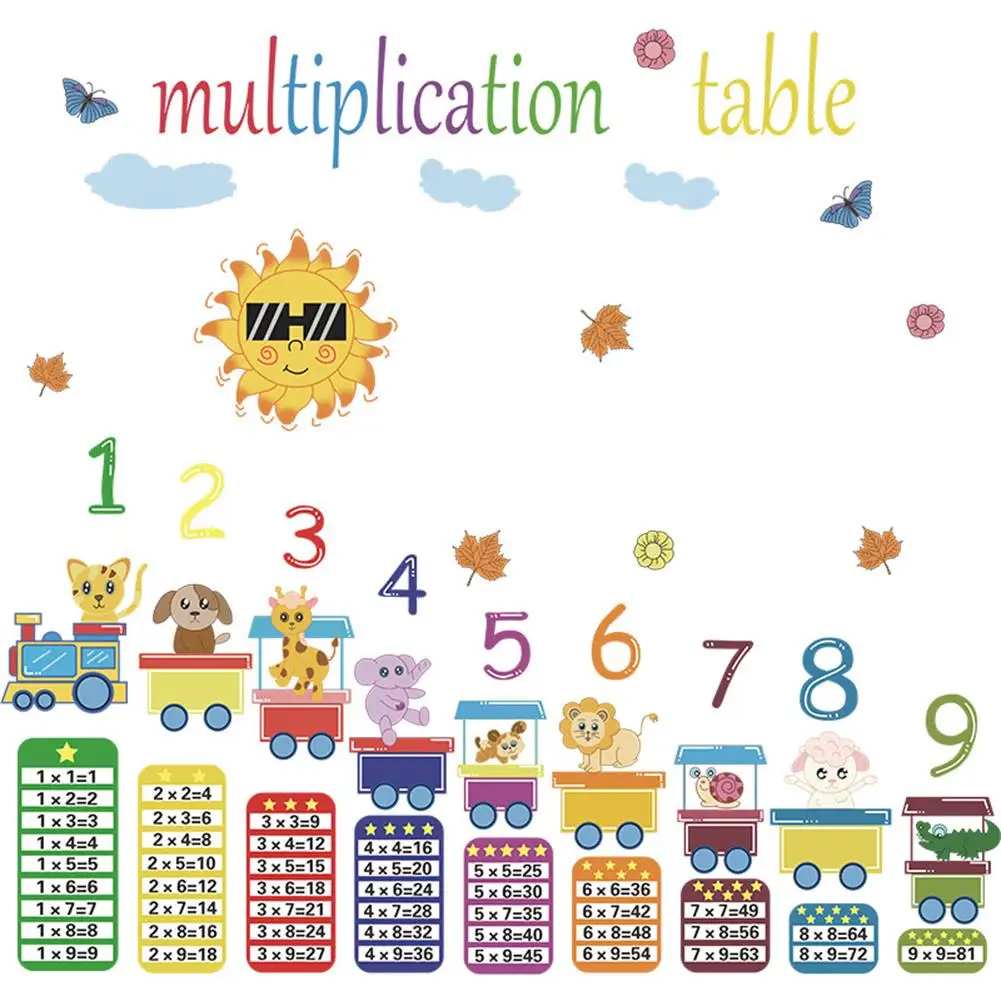 2 Sheets Cartoon Animals Train Digital Multiplication Table Wall Stickers Wall Decals Mural For Kids Room Nursery Decoration
2 Sheets Cartoon Animals Train Digital Multiplication Table Wall Stickers Wall Decals Mural For Kids Room Nursery Decoration