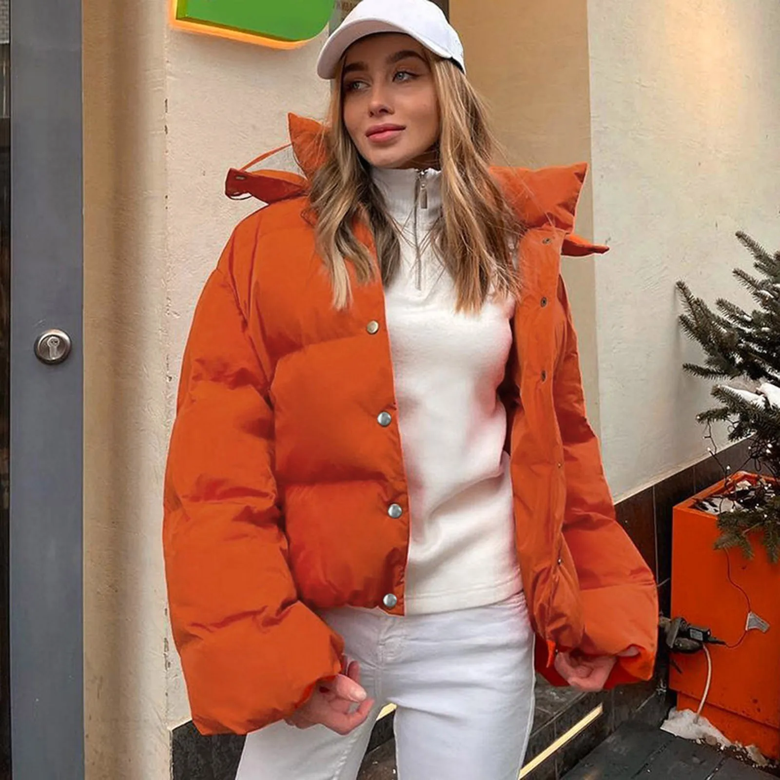 Autumn Winter Warm Fashion Down Jacket Women Single Breasted Hooded Jackets Coat Solid Color Loose Cotton Ladies Casual Clothes
Autumn Winter Warm Fashion Down Jacket Women Single Breasted Hooded Jackets Coat Solid Color Loose Cotton Ladies Casual Clothes