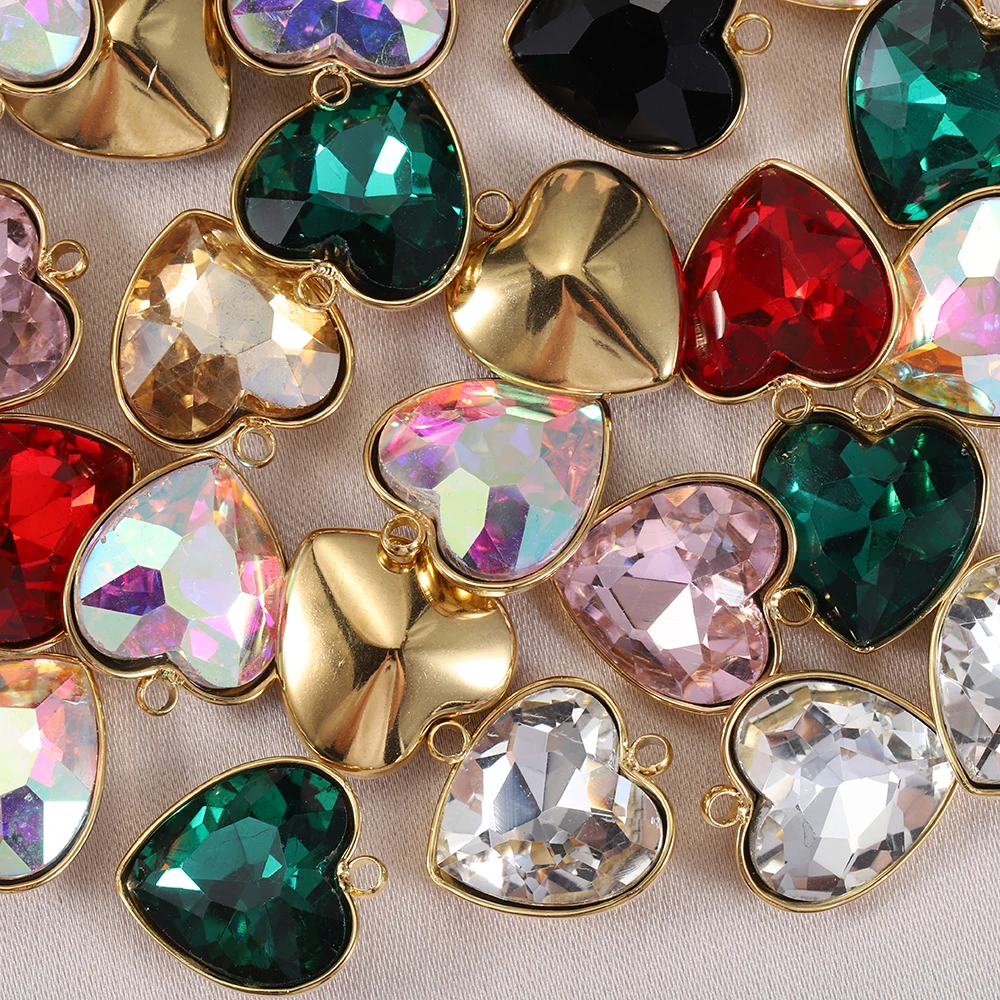 5pcs Love Heart Pendants Stainless Steel Base Crystal Glass Beads Drop Earrings Charms Necklace Supplies for DIY Jewelry Making
5pcs Love Heart Pendants Stainless Steel Base Crystal Glass Beads Drop Earrings Charms Necklace Supplies for DIY Jewelry Making