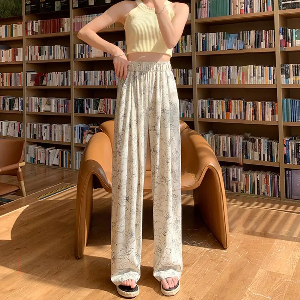 Women Pants High Waist Wide Leg Loose Trousers Straight Elastic Waist Flower Print Long Pants Full Length Lady Casual Trousers
Women Pants High Waist Wide Leg Loose Trousers Straight Elastic Waist Flower Print Long Pants Full Length Lady Casual Trousers