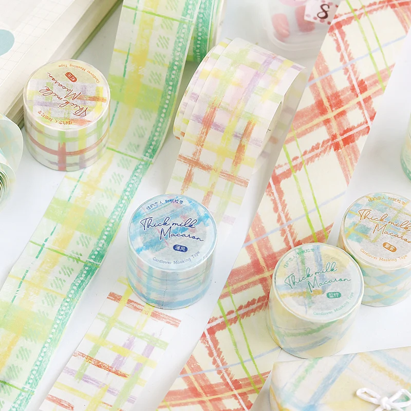 Washi tape Thick milk macaron series Fresh literary plaid hand account material stickers 6 styles 1 scrapbook school supplies
Washi tape Thick milk macaron series Fresh literary plaid hand account material stickers 6 styles 1 scrapbook school supplies