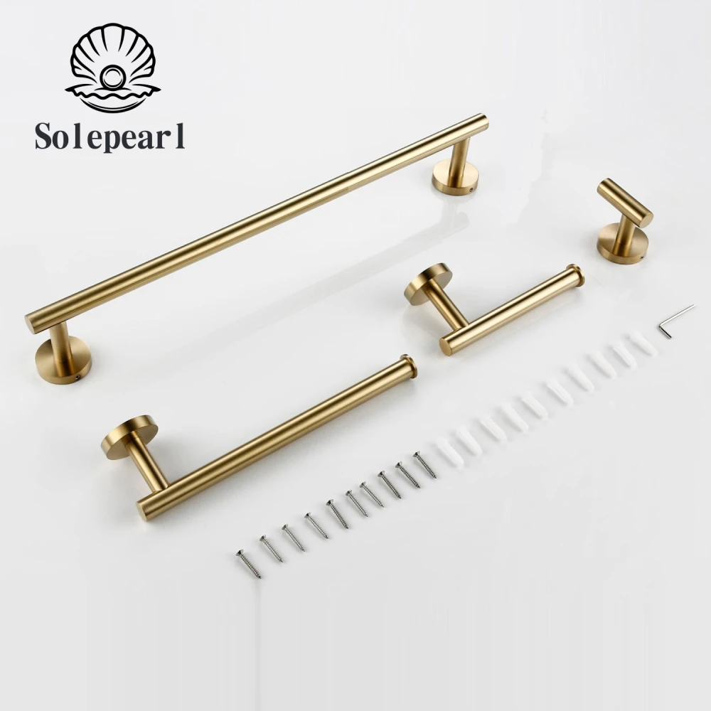 Solepearl Bathroom Hardware Set Accessories Brushed Gold Shelf Robe Hook Hanger Towel Rail Bar Rack Tissue Paper Holder
Solepearl Bathroom Hardware Set Accessories Brushed Gold Shelf Robe Hook Hanger Towel Rail Bar Rack Tissue Paper Holder