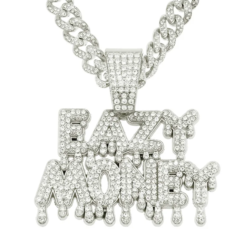 Hip Hop Crystal Easy Money Pendant Necklace With Iced Out 13mm Miami Cuban Chain For Women Fashion Letters Jewelry Drop Shipping
Hip Hop Crystal Easy Money Pendant Necklace With Iced Out 13mm Miami Cuban Chain For Women Fashion Letters Jewelry Drop Shipping