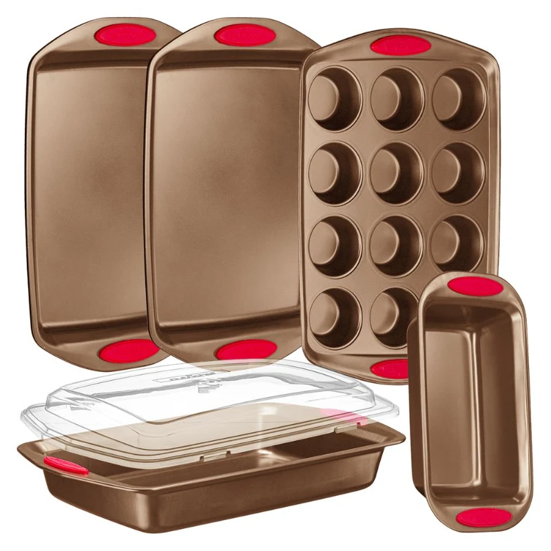 6-Piece Baking Pan Set - PFOA, PFOS, PTFE Free Flexible Nonstick Golden Coating Carbon Steel Bakeware - Home Kitchen Bake Cookie
6-Piece Baking Pan Set - PFOA, PFOS, PTFE Free Flexible Nonstick Golden Coating Carbon Steel Bakeware - Home Kitchen Bake Cookie
