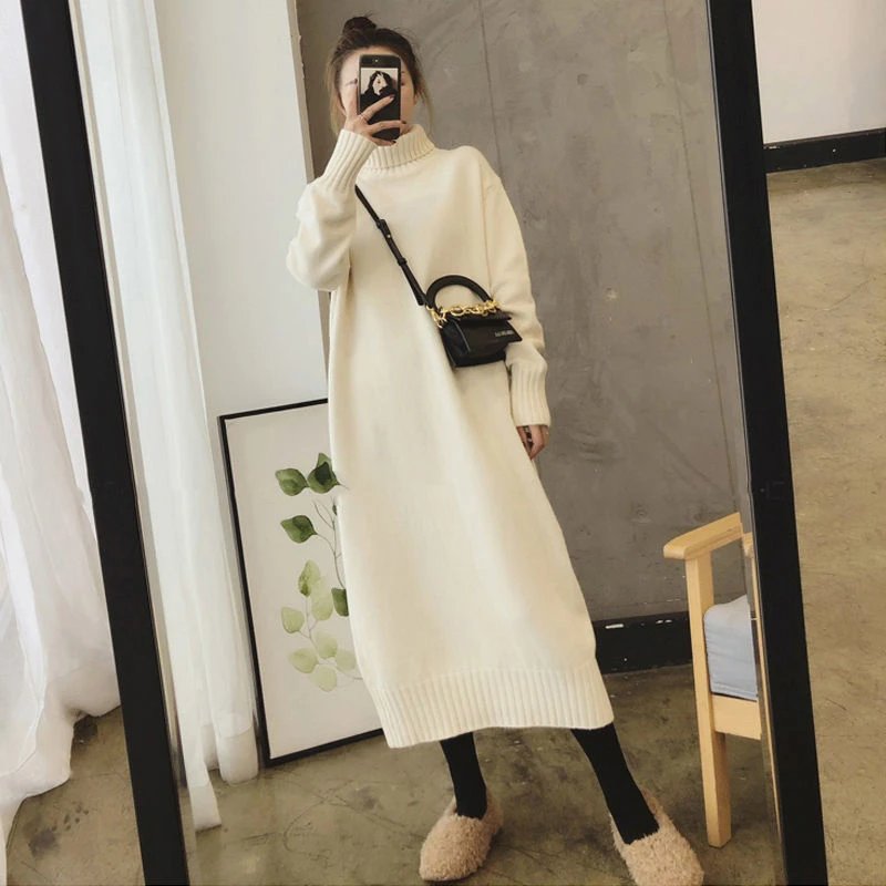Winter Women Knitted Sweater Dress Turtleneck Solid Dress Autumn Warm Black Knit Female Elegant Loose Midi Vestidos Dresses 2XL
Winter Women Knitted Sweater Dress Turtleneck Solid Dress Autumn Warm Black Knit Female Elegant Loose Midi Vestidos Dresses 2XL