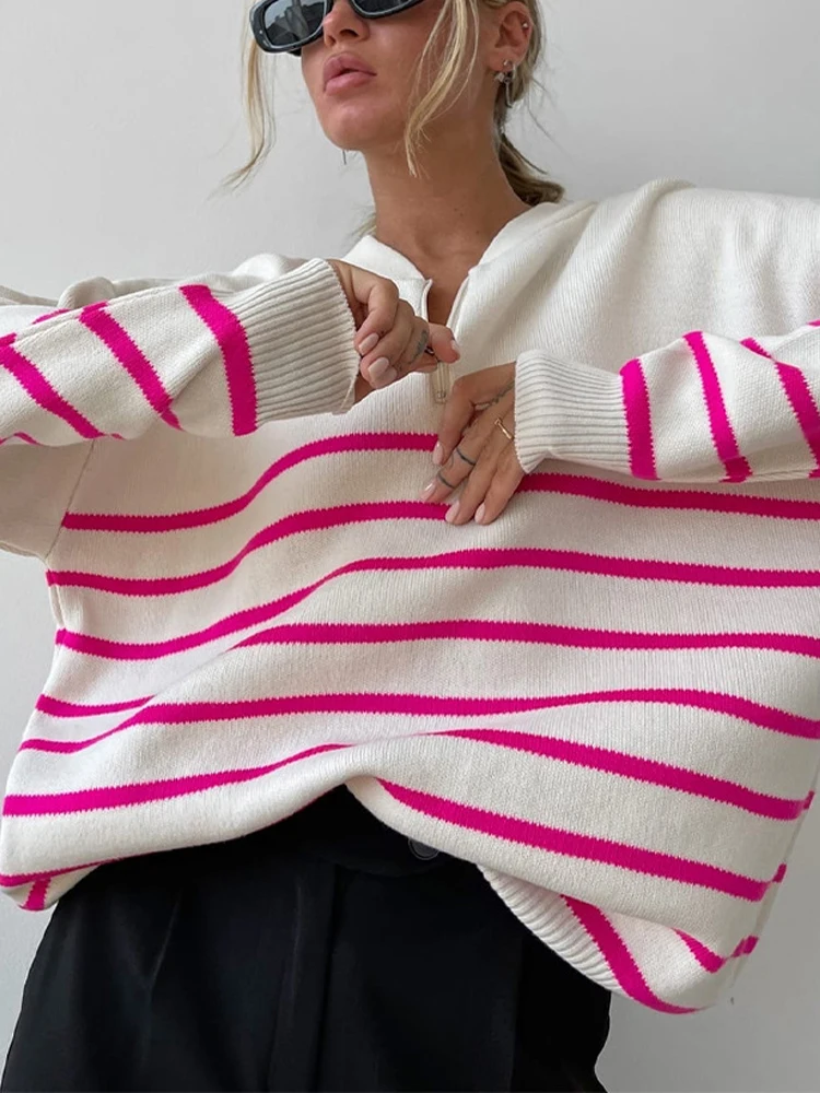 2022 New Winter Women's Sweater Warm Red Striped Warm Pullover Long Sleeve Loose Retro Elegant Soft Elastic Knit Sweater
2022 New Winter Women's Sweater Warm Red Striped Warm Pullover Long Sleeve Loose Retro Elegant Soft Elastic Knit Sweater